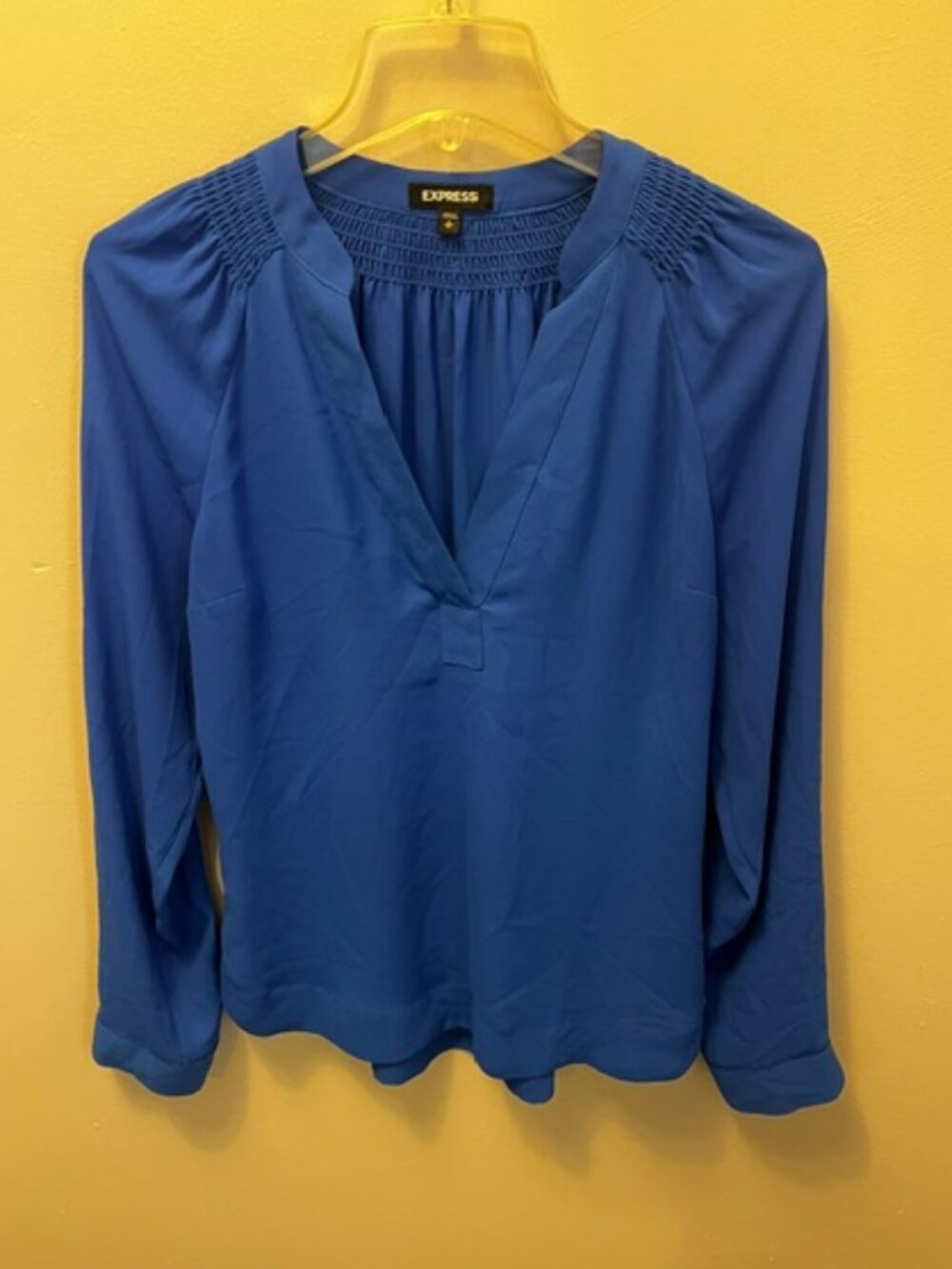Women's EXPRESS Blue Blouse Top, Size S, V neck, Long or 3/4 sleeve, Ex Cond!
